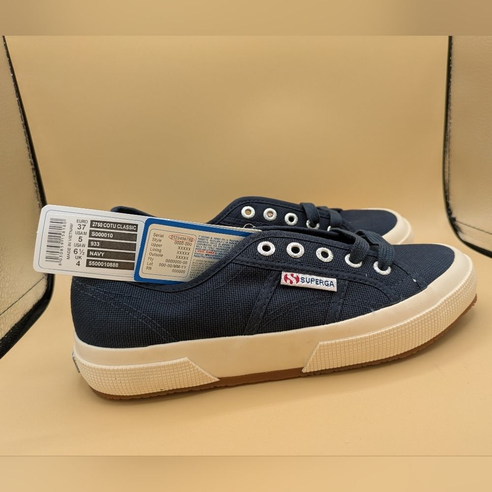 Superga 7250  Navy Blue Cotu Classic Platform Sneakers Lace Up Women’s SZ 6.5